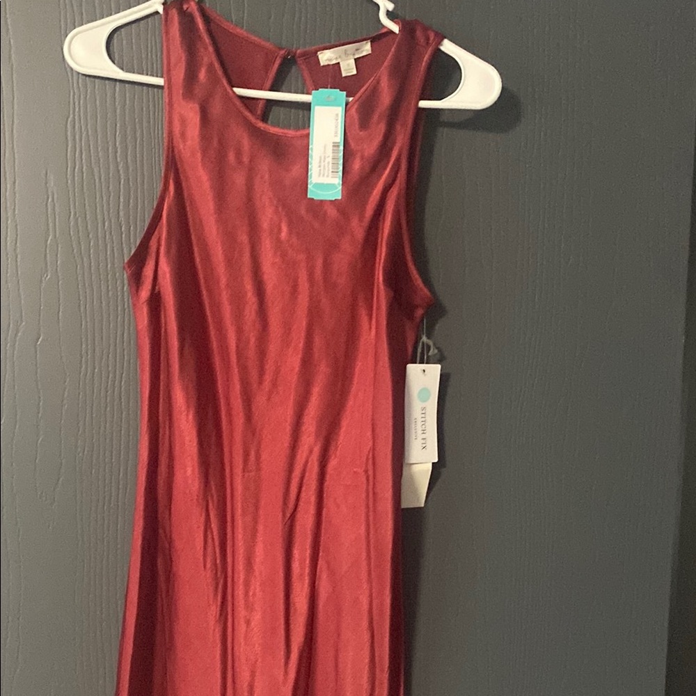 Nine Britton Red Sleeveless Halter Sheath Dress